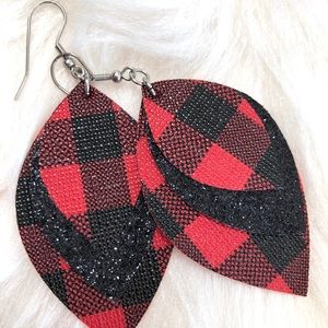 Set of 3 Faux Vegan Leather Earrings